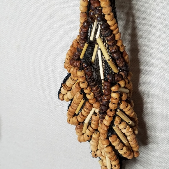 Western Wear Vintage Beaded Collar Wooden Beads Parade Photos Bohemian - Picture 5 of 5